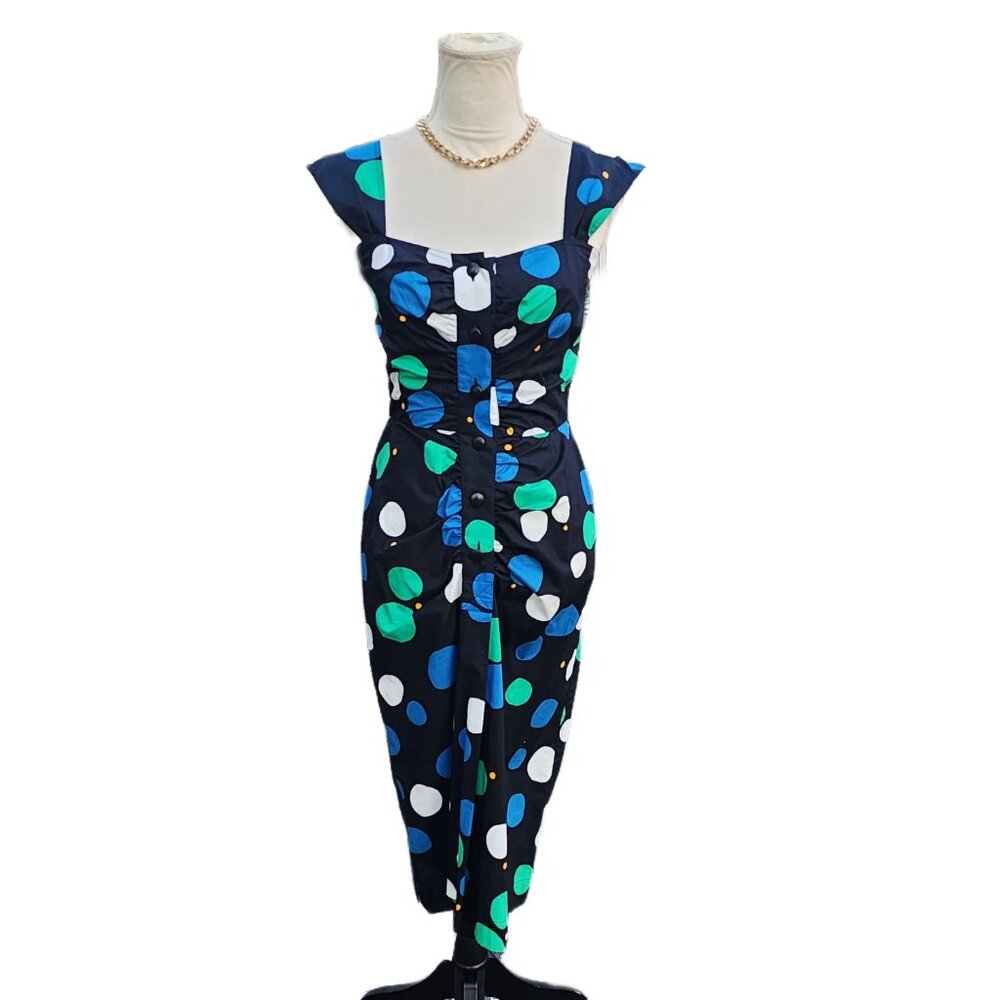 Yves Saint Laurent. Vintage, black & white polka dot sheath dress. Size: 38/4